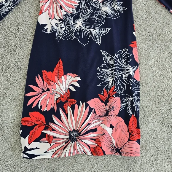 Vince Camuto, Floral Navy and Pink Dress, Size 2 - Picture 4 of 9